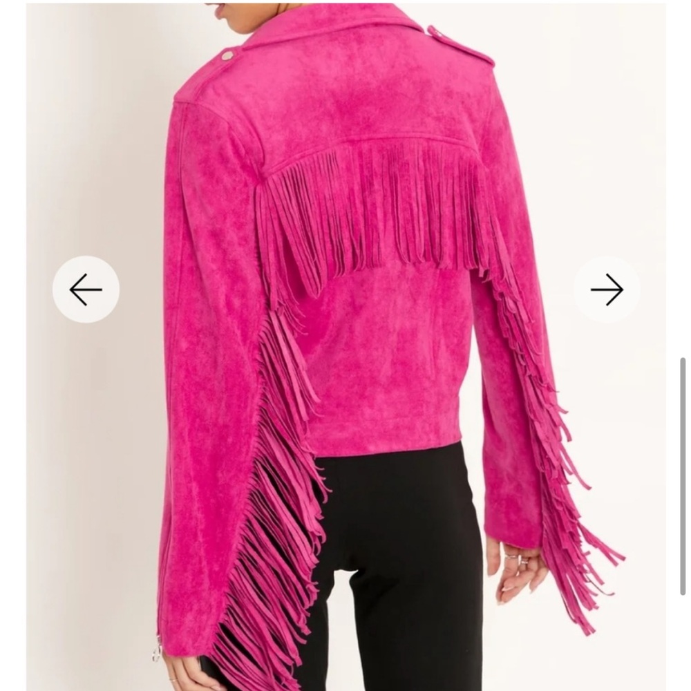 Orchid Suede Fringe Moto Jacket, Blackmilk Size 8 - Picture 4 of 8